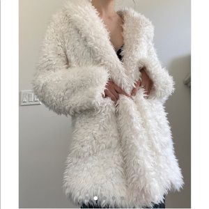 Women's White Faux Fur Coat